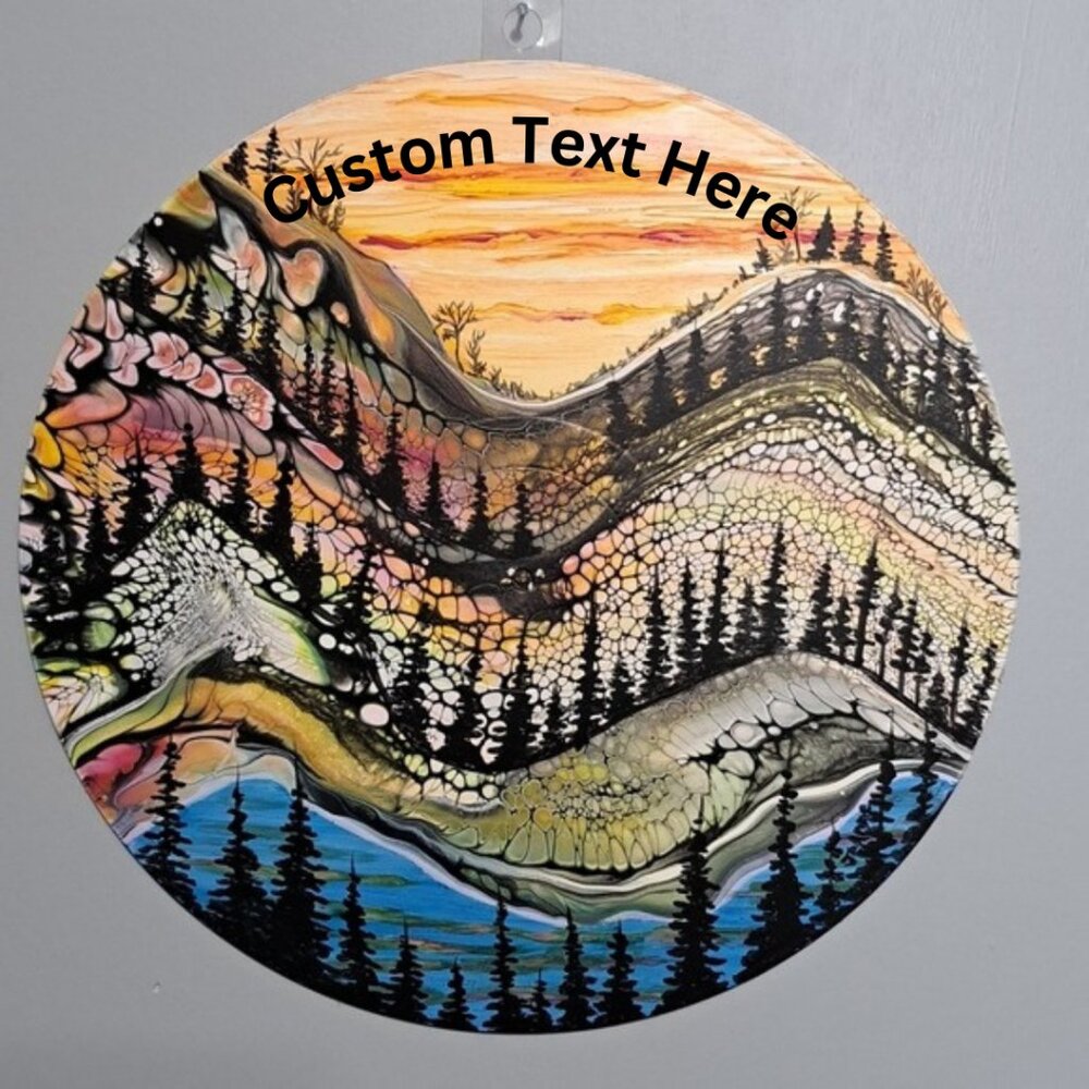 Hand Crafted Painted Vinyl Record Upcycled Mountain Acrylic Wall Art CUSTOMIZE